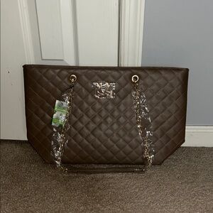 Brown Quilted Tote Bag. Badgley Mischka Just stunning!